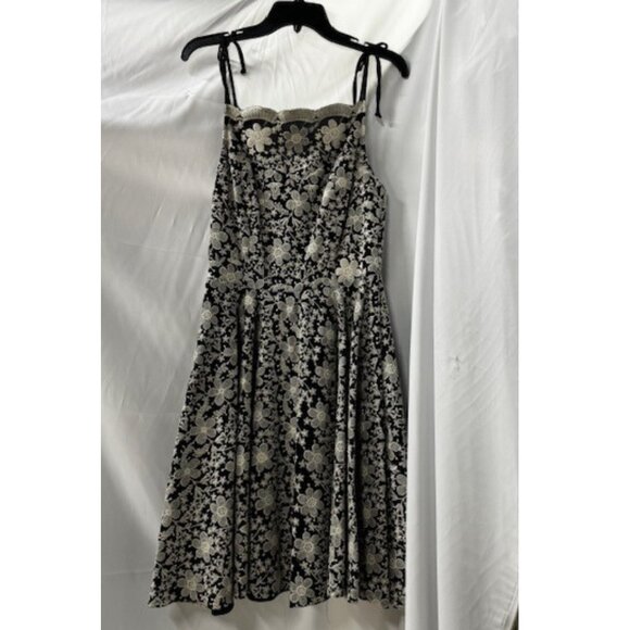 Anthropologie Eva Franco Black and White Midi Embroidered Floral Dress - Picture 2 of 2